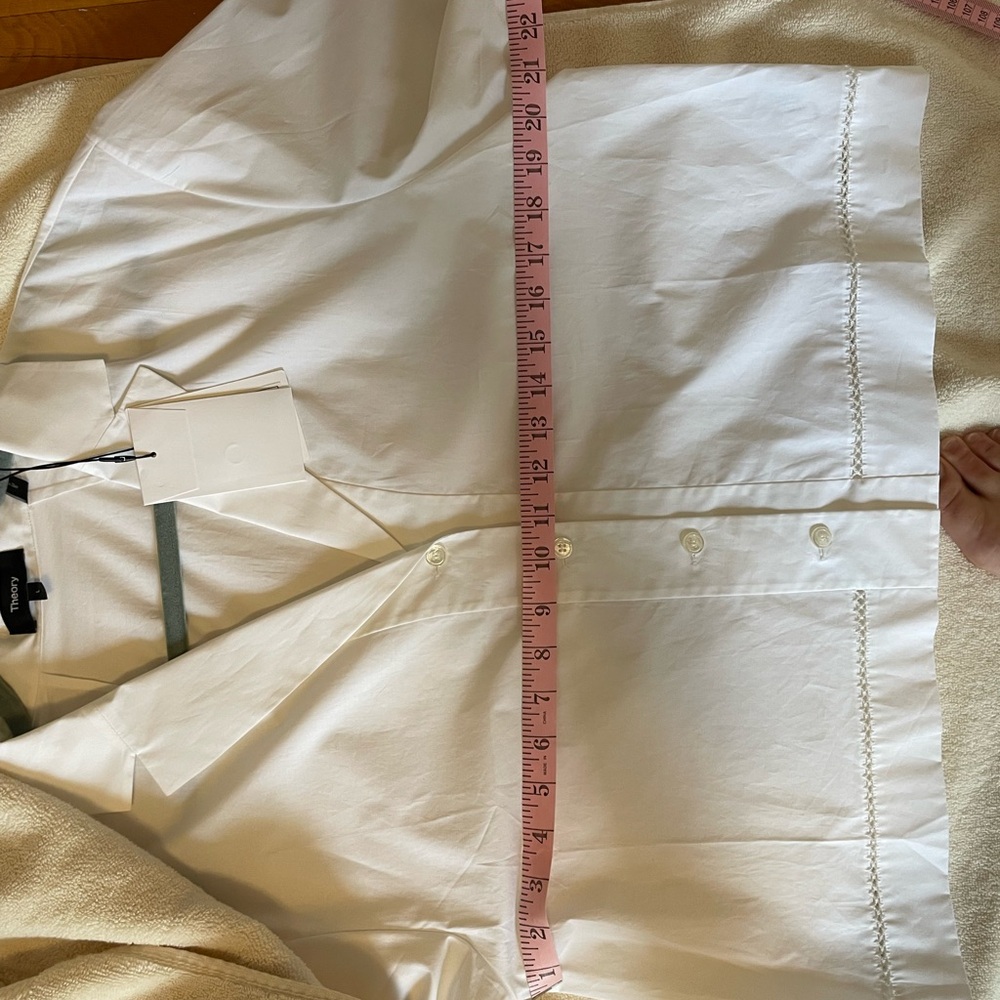 Theory Cotton Camp Poplin Crop Shirt NWT - Picture 5 of 7